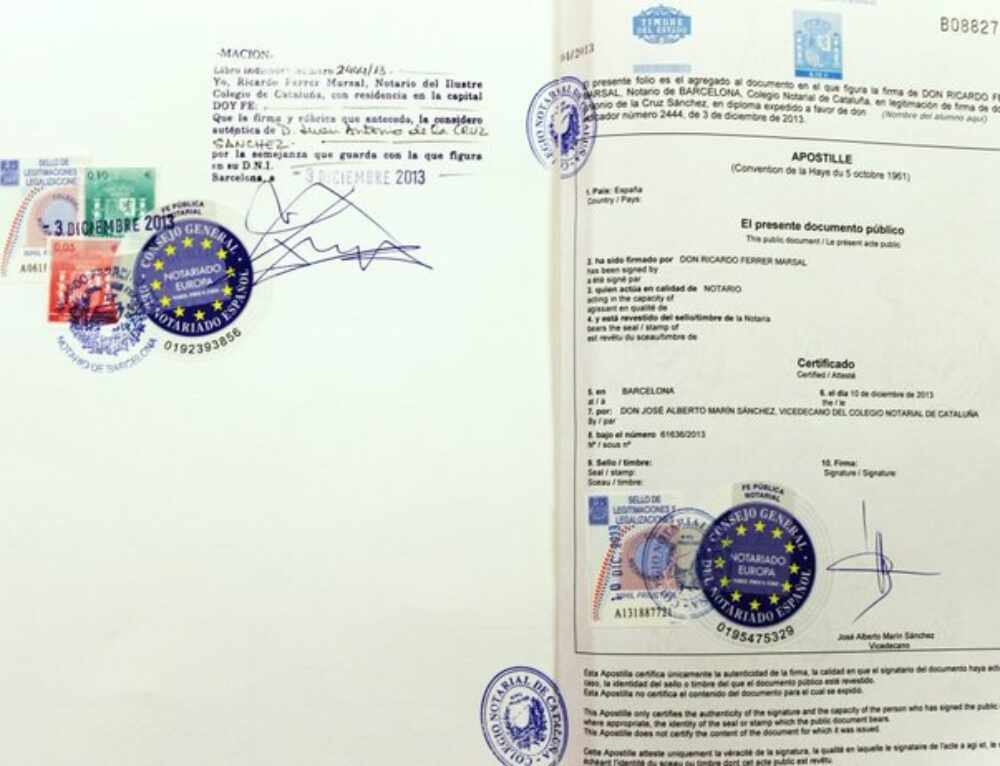 Título con Apostilla de La Haya expedida en Europa